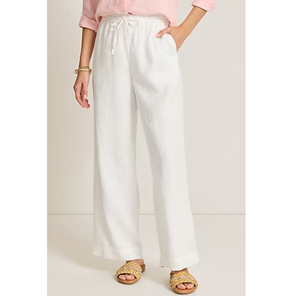 Tommy Bahama White Two Palms High-Rise Linen Easy Pants Size XL